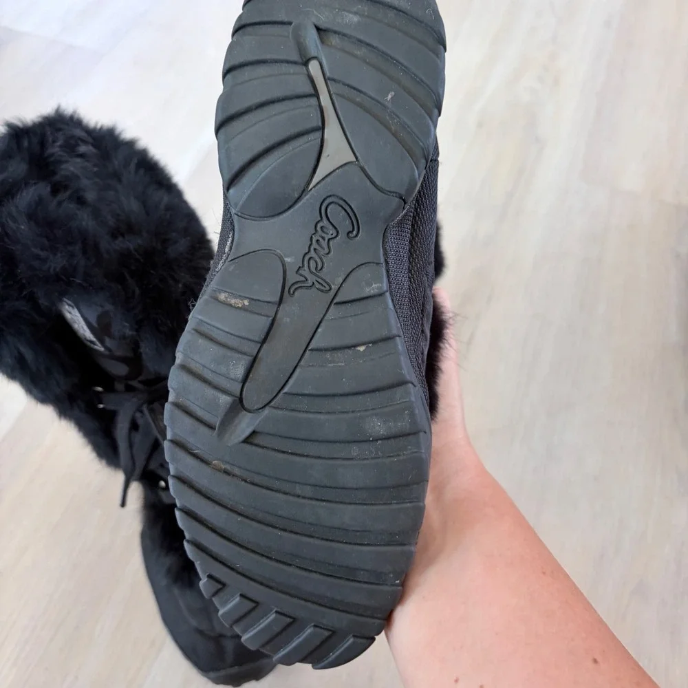 Coach Jennie Black Signature Monogram Quilted Faux Fur Snow Boots Q522 Womens 7B